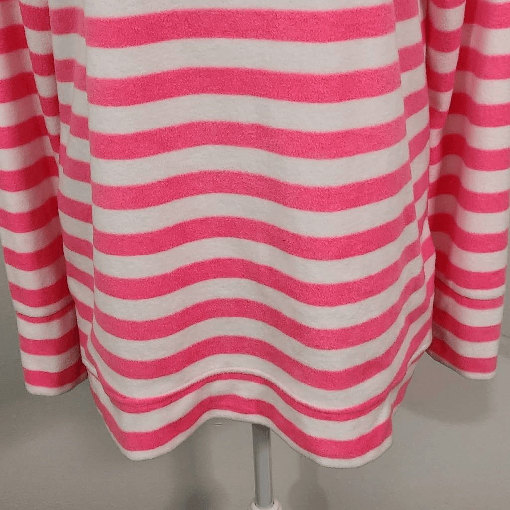 Telluride Pink and White Stripe Fleece Pullover Size Medium Comfy Pink Fleece