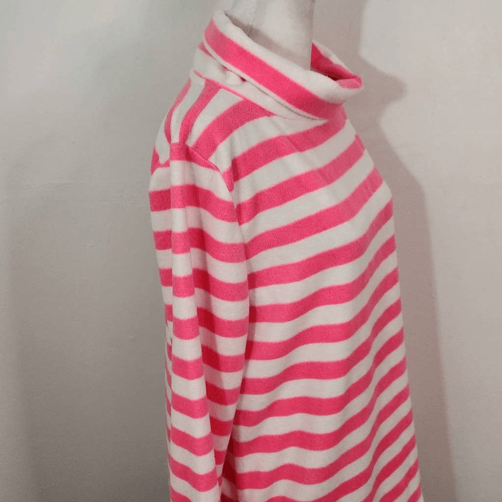 Telluride Pink and White Stripe Fleece Pullover Size Medium Comfy Pink Fleece