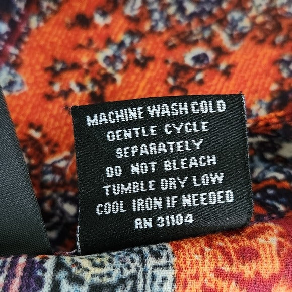 New Directions Multicolor Paisley Boho Blouse with Ruffle Accent Size Large