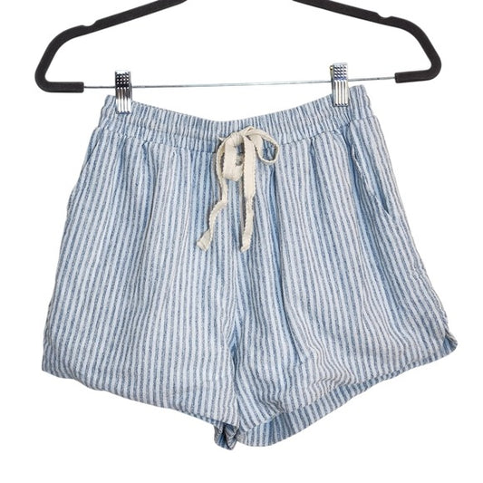 Allie Rose Blue and White Striped Pull-On Shorts Size Small
