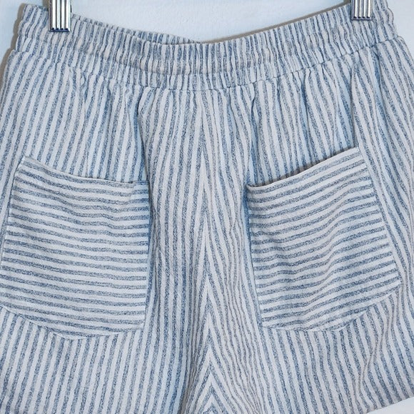 Allie Rose Blue and White Striped Pull-On Shorts Size Small