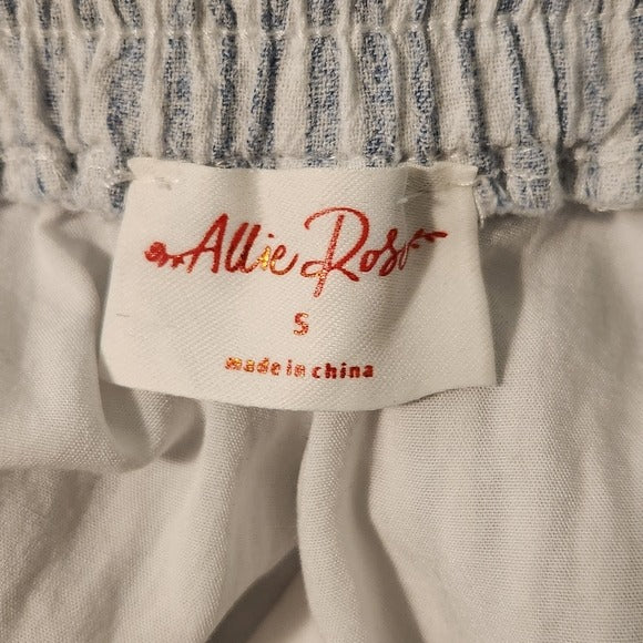 Allie Rose Blue and White Striped Pull-On Shorts Size Small