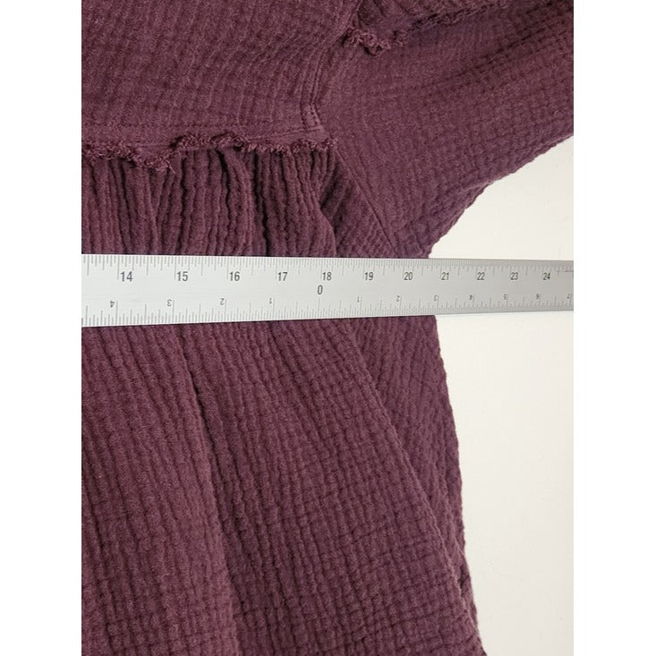 Bohme Eggplant Purple Cotton Gauze Babydoll Top Size XL