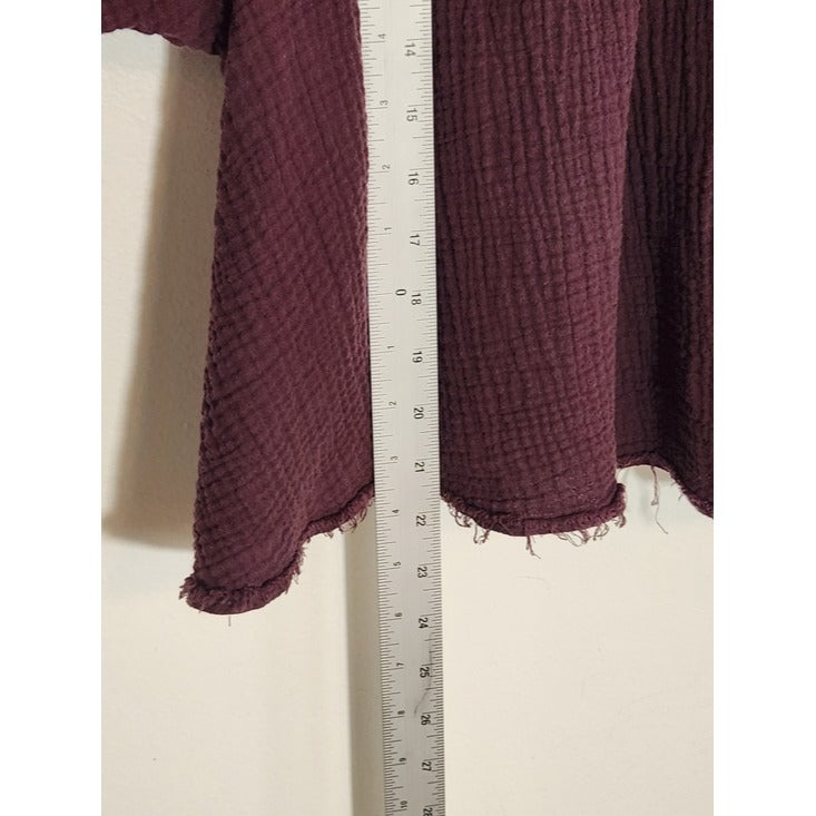 Bohme Eggplant Purple Cotton Gauze Babydoll Top Size XL