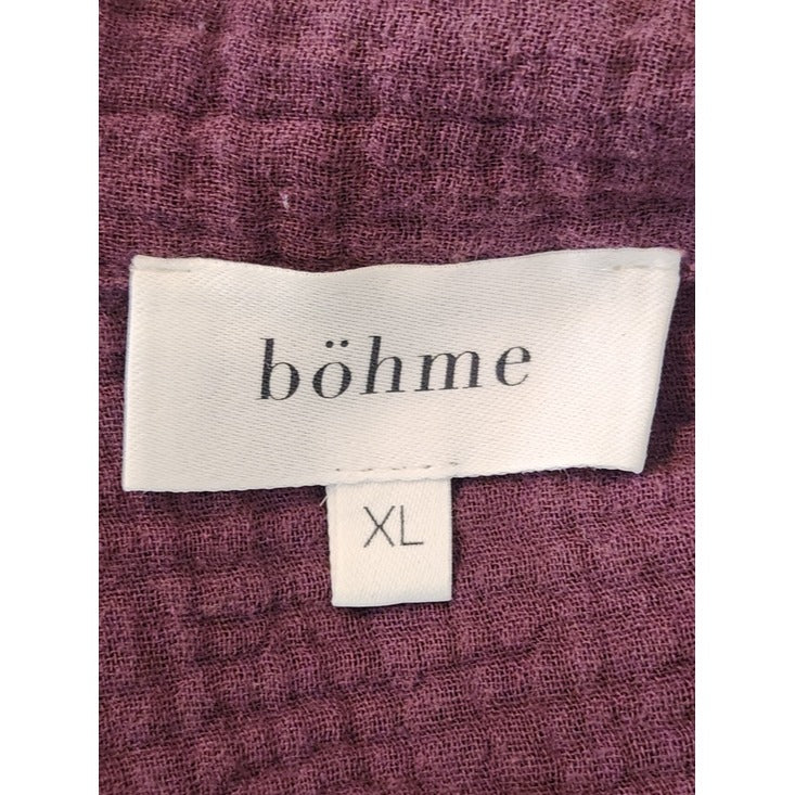 Bohme Eggplant Purple Cotton Gauze Babydoll Top Size XL