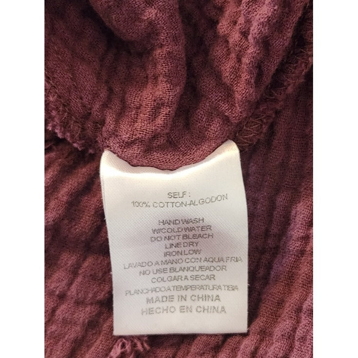 Bohme Eggplant Purple Cotton Gauze Babydoll Top Size XL