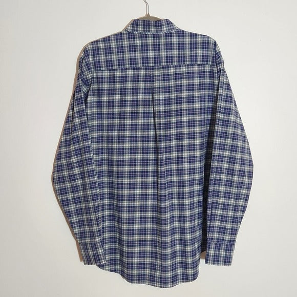 Peter Millar Navy Plaid Button Down Shirt Size XL