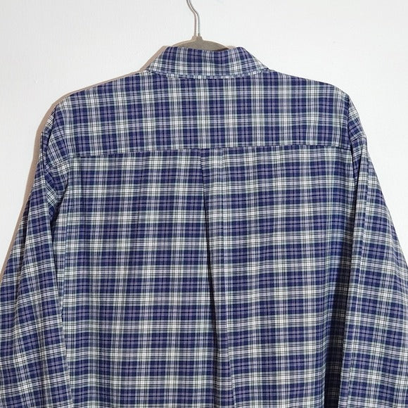 Peter Millar Navy Plaid Button Down Shirt Size XL