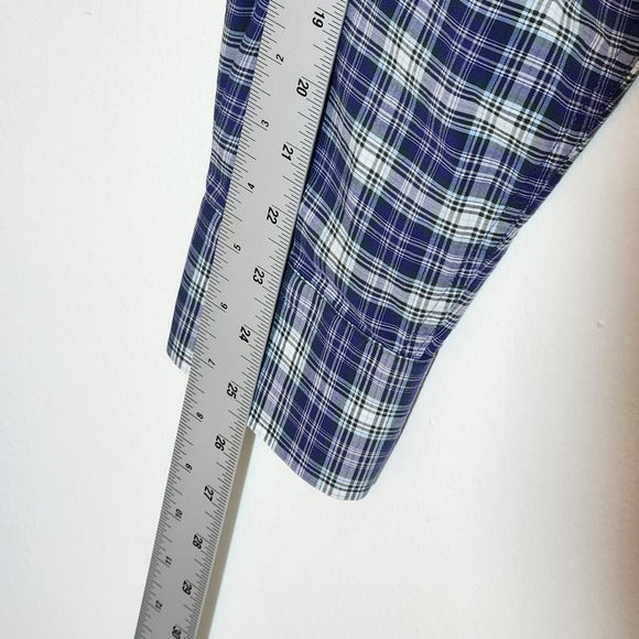 Peter Millar Navy Plaid Button Down Shirt Size XL