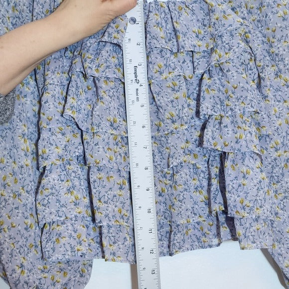 ASTR The Label Purple Floral Crop Top with Ruffles Size Small