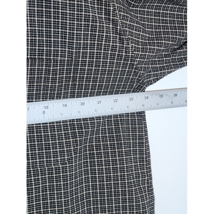 Croft and Barrow Tan and Black Plaid Button Down Shirt Size Large