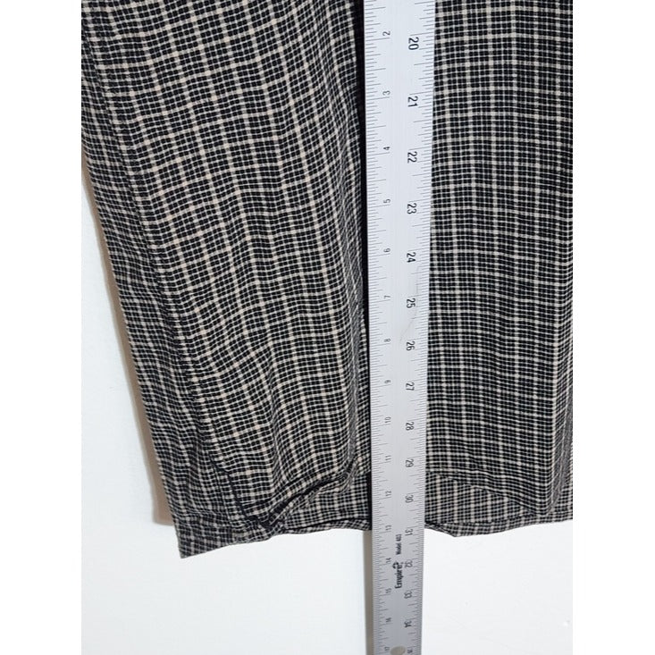 Croft and Barrow Tan and Black Plaid Button Down Shirt Size Large