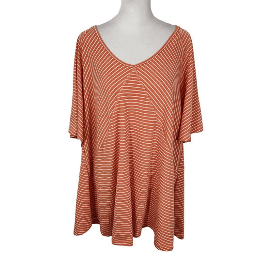 Suzanne Betro Orange and White Stripe Tunic Size XL Orange Stripe Tee