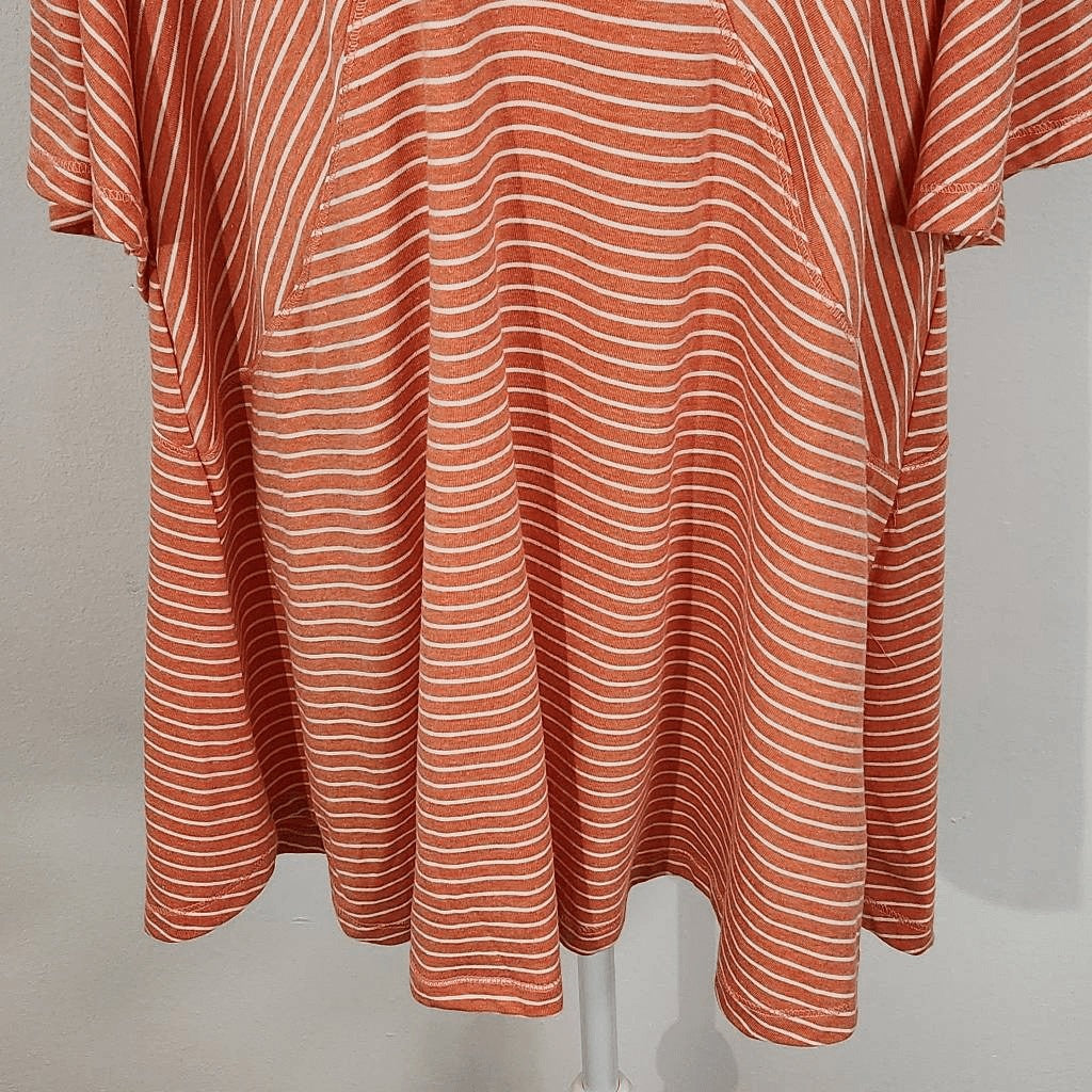 Suzanne Betro Orange and White Stripe Tunic Size XL Orange Stripe Tee