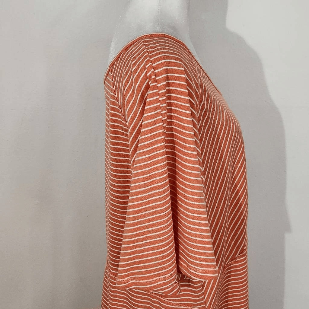 Suzanne Betro Orange and White Stripe Tunic Size XL Orange Stripe Tee