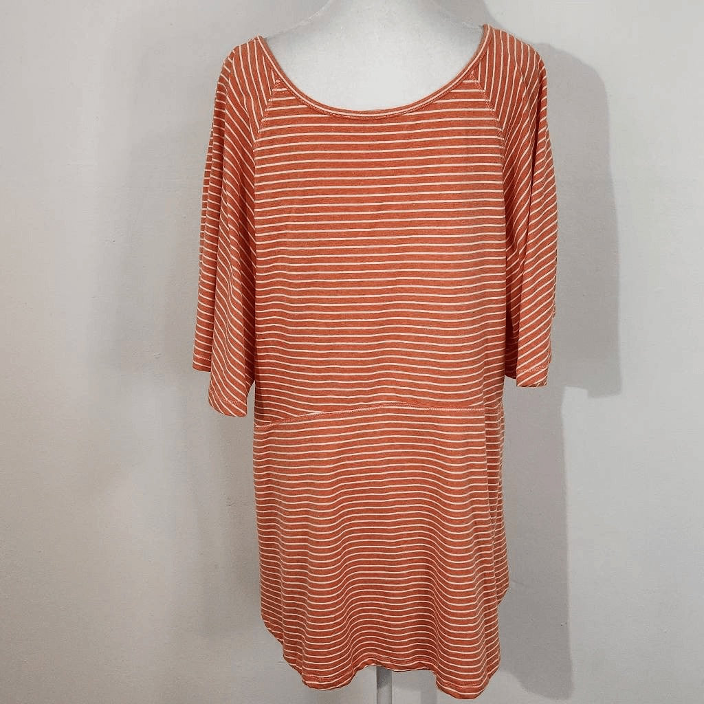 Suzanne Betro Orange and White Stripe Tunic Size XL Orange Stripe Tee