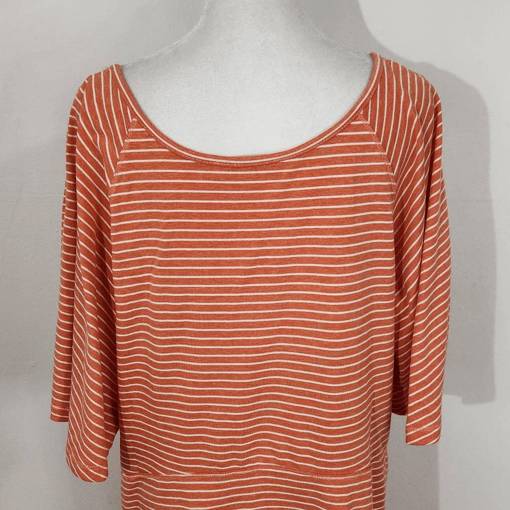 Suzanne Betro Orange and White Stripe Tunic Size XL Orange Stripe Tee