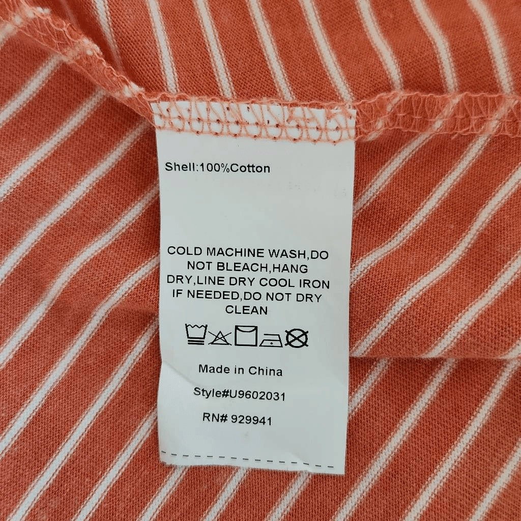 Suzanne Betro Orange and White Stripe Tunic Size XL Orange Stripe Tee