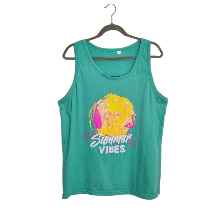 Angry Orchard Mens Green Summer Vibes Graphic Tank Top Size Large