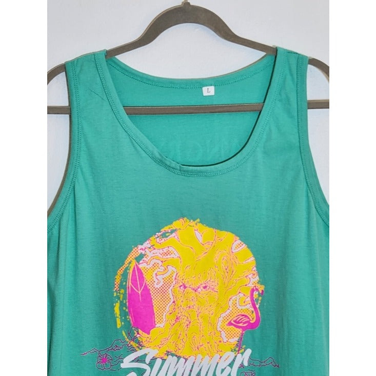 Angry Orchard Mens Green Summer Vibes Graphic Tank Top Size Large