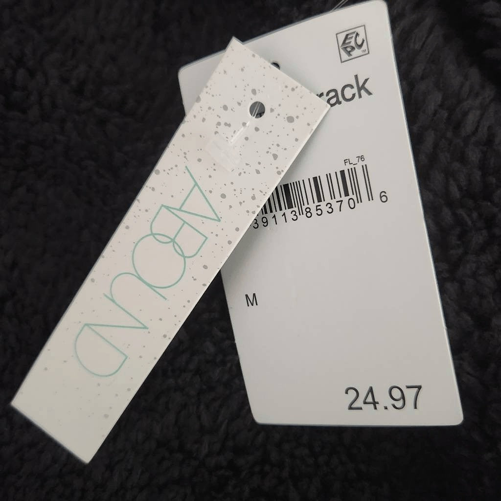 Abound Black Faux Fur Pullover NWT Size Medium Black Fleece Half-Zip Pullover