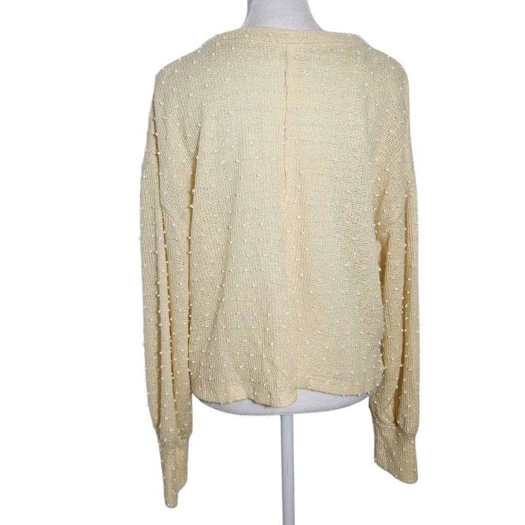 Butter Yellow Ligthweight Sweater with Textured Polka Dots Size Medium