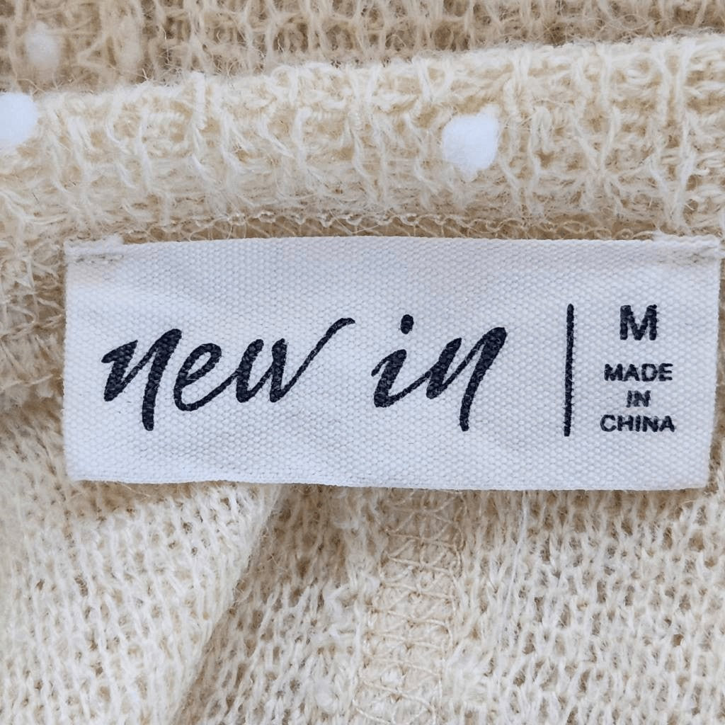 Butter Yellow Ligthweight Sweater with Textured Polka Dots Size Medium