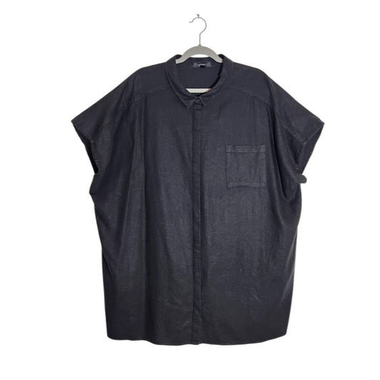 Ellos Black Linen Blend Buttondown Tunic Shirt Size 2X