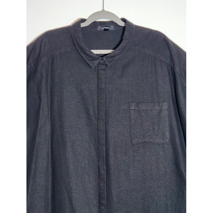 Ellos Black Linen Blend Buttondown Tunic Shirt Size 2X