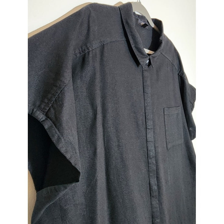 Ellos Black Linen Blend Buttondown Tunic Shirt Size 2X