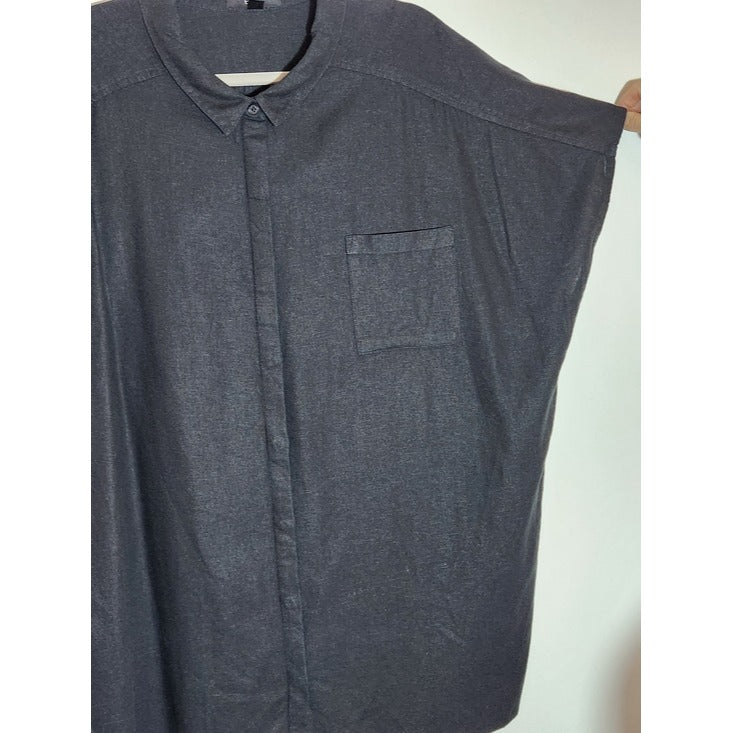 Ellos Black Linen Blend Buttondown Tunic Shirt Size 2X