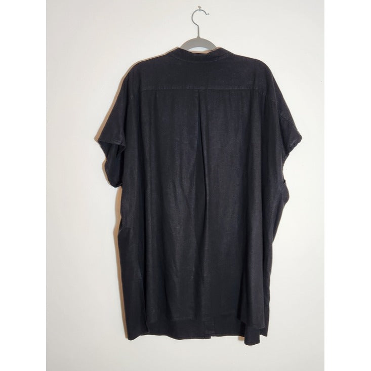 Ellos Black Linen Blend Buttondown Tunic Shirt Size 2X