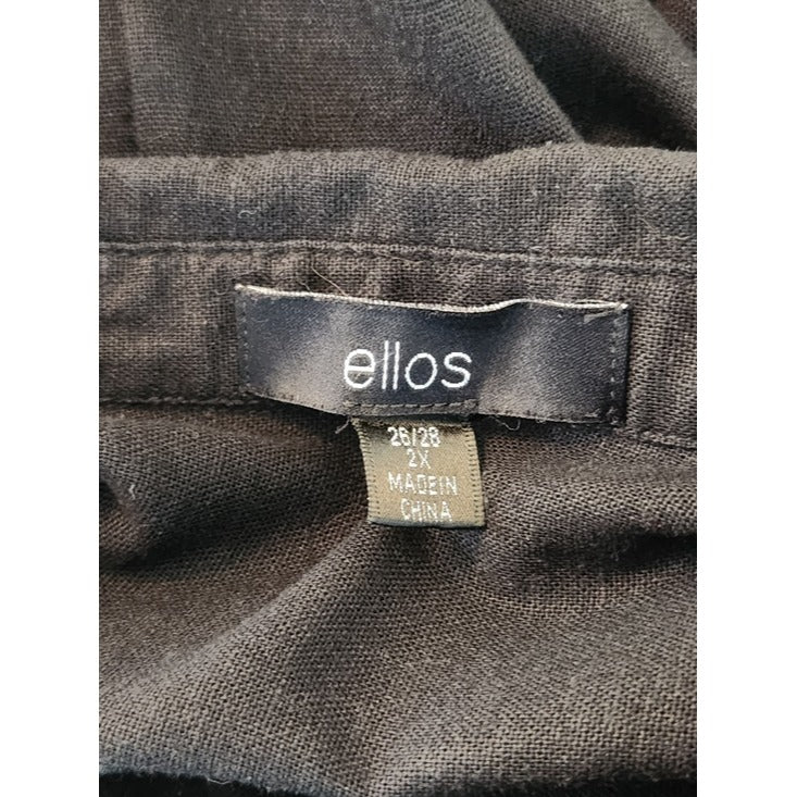 Ellos Black Linen Blend Buttondown Tunic Shirt Size 2X