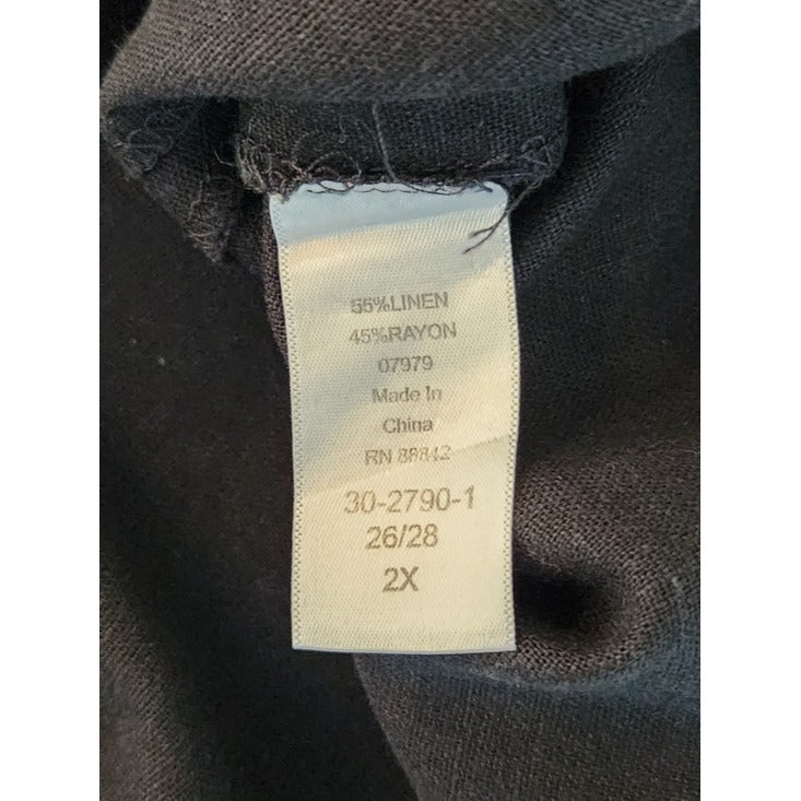 Ellos Black Linen Blend Buttondown Tunic Shirt Size 2X