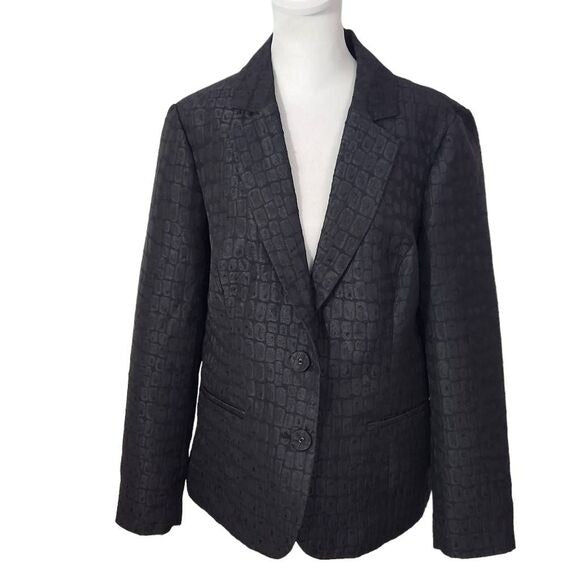 Chico's Black Blazer Size Medium Black Crocodile Embossed Jacket
