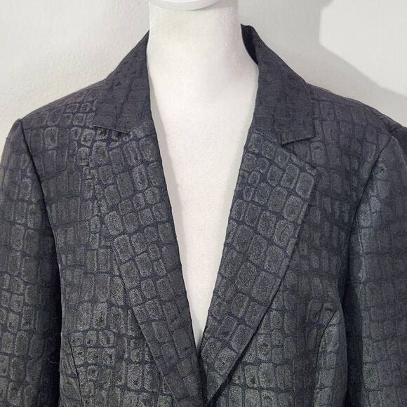 Chico's Black Blazer Size Medium Black Crocodile Embossed Jacket