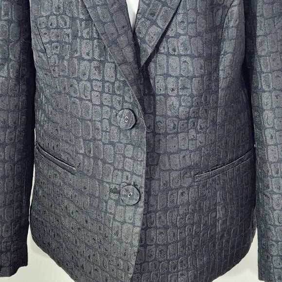 Chico's Black Blazer Size Medium Black Crocodile Embossed Jacket