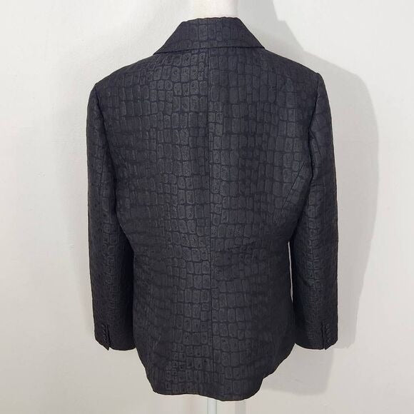 Chico's Black Blazer Size Medium Black Crocodile Embossed Jacket