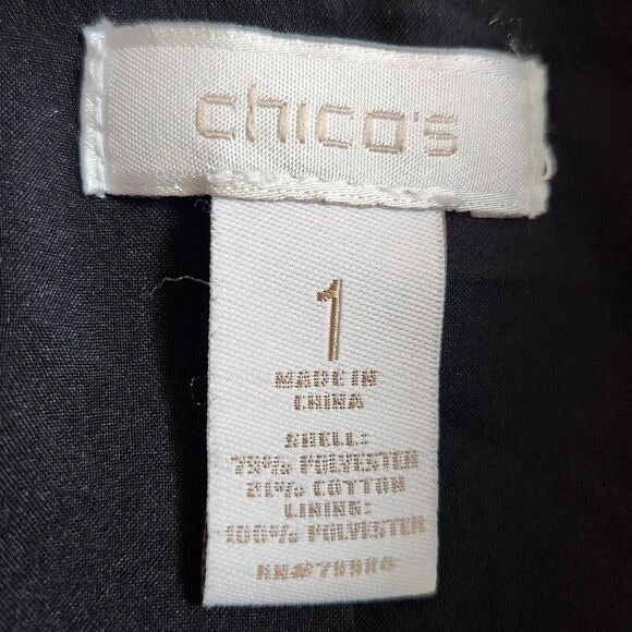 Chico's Black Blazer Size Medium Black Crocodile Embossed Jacket