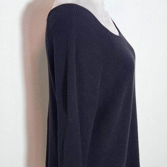 Nic + Zoe Black Sweater with Cream Bell Sleeves Size Large Black and Cream Sweat