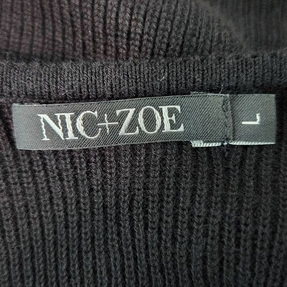Nic + Zoe Black Sweater with Cream Bell Sleeves Size Large Black and Cream Sweat
