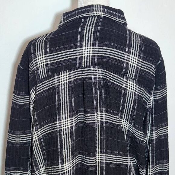 Good Hart Black and White Plaid Button Down Tunic Shirt Size Small