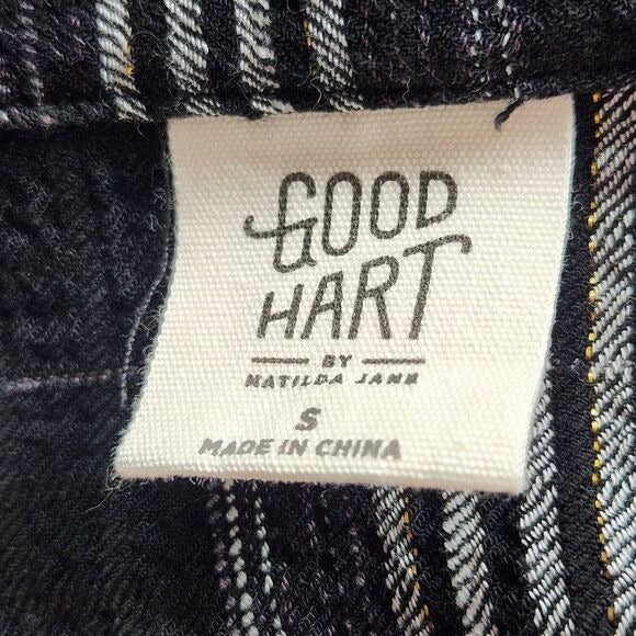 Good Hart Black and White Plaid Button Down Tunic Shirt Size Small