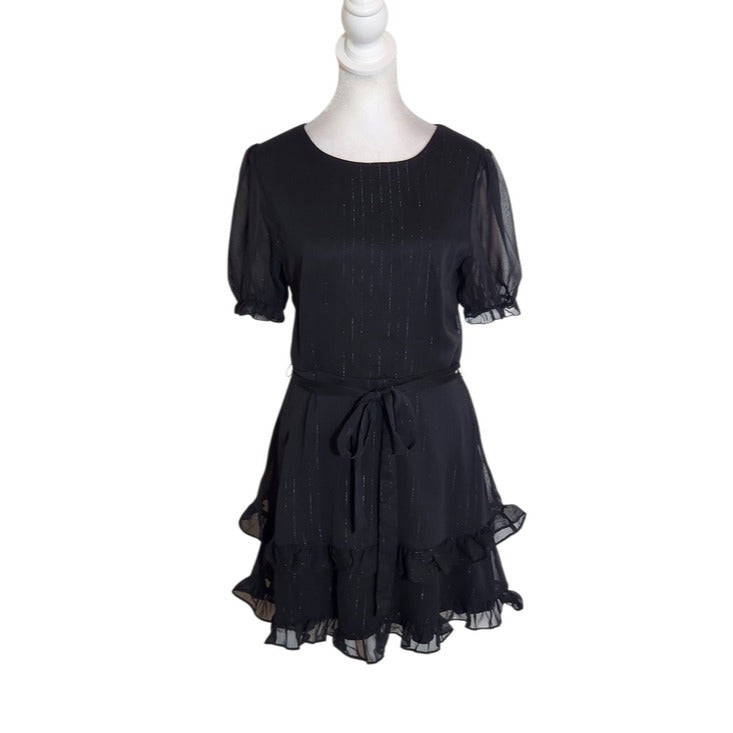 Trixxi Black and Silver Metallic Mini Dress Size Medium NWOT