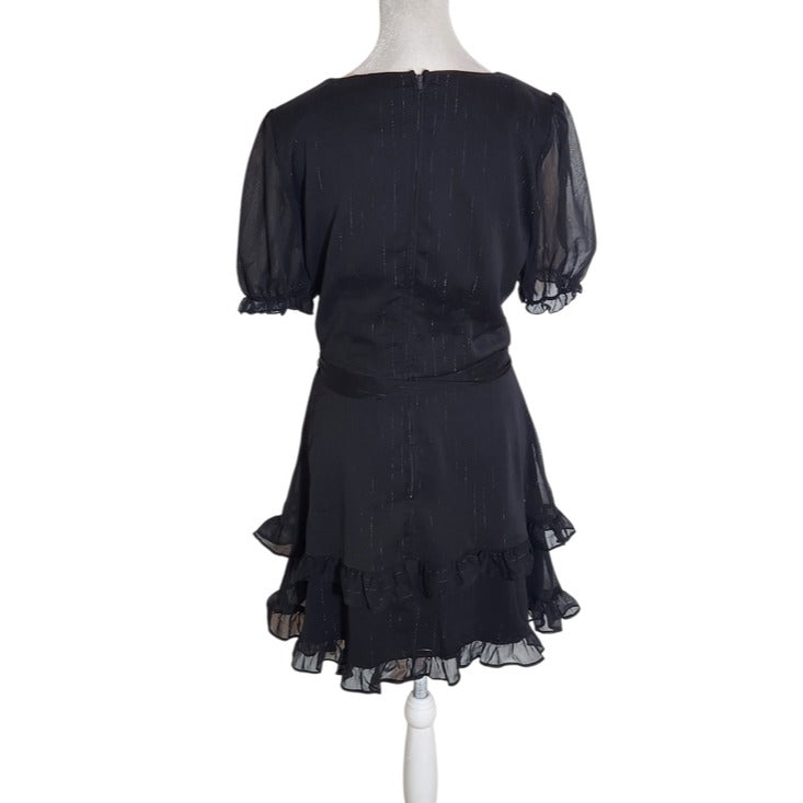 Trixxi Black and Silver Metallic Mini Dress Size Medium NWOT