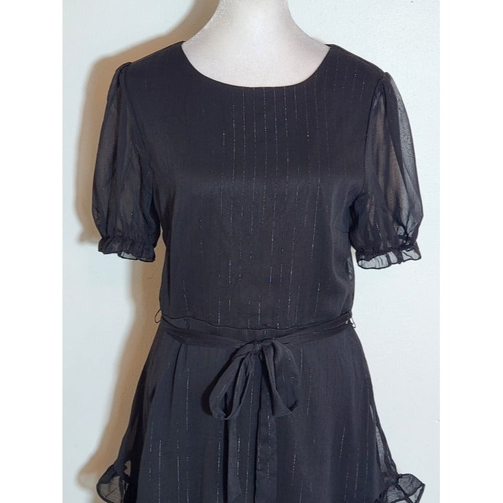 Trixxi Black and Silver Metallic Mini Dress Size Medium NWOT