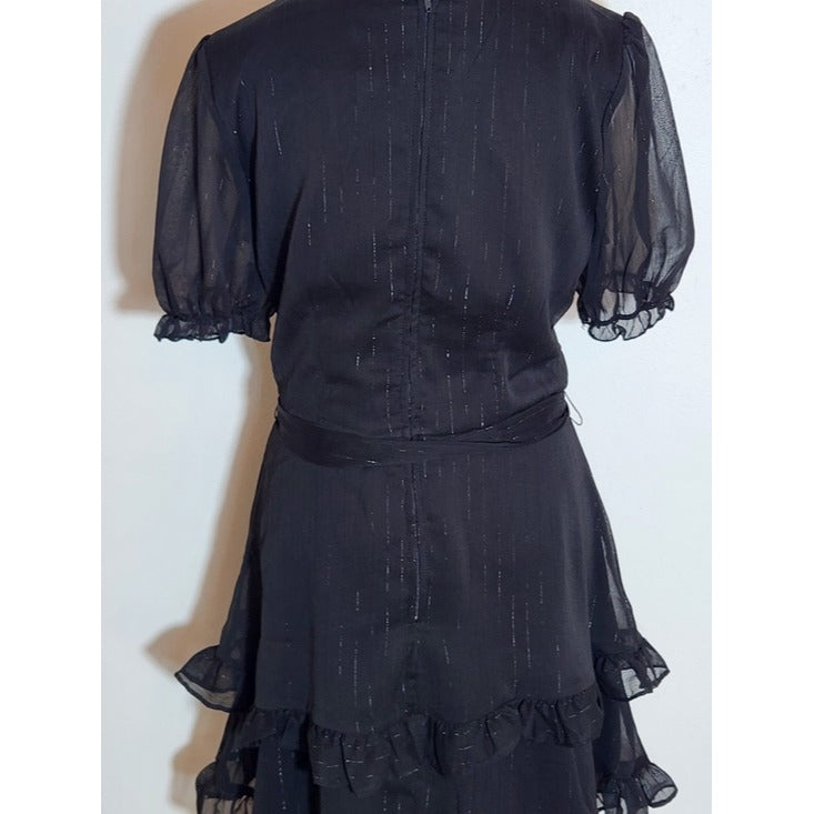 Trixxi Black and Silver Metallic Mini Dress Size Medium NWOT