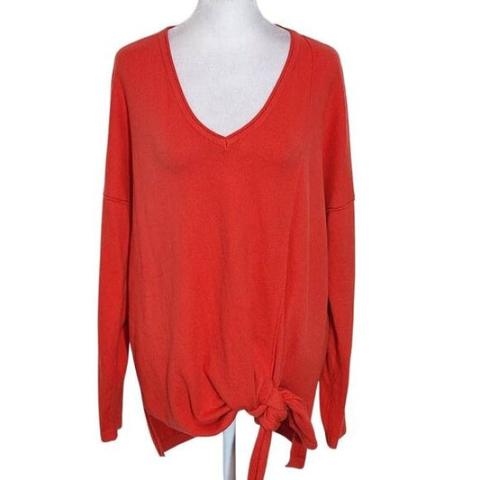 Soma Red V-Neck Sweater Size Large Soma Red Sweater with Tie Waist