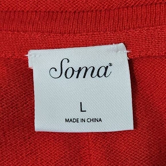 Soma Red V-Neck Sweater Size Large Soma Red Sweater with Tie Waist