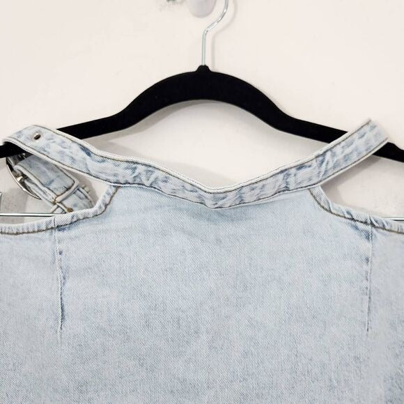 WeWoreWhat Denim Mini Skirt Size Small Mini Jean Skirt with Cut-Out, New